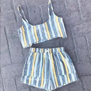 2 Piece Striped Short Set